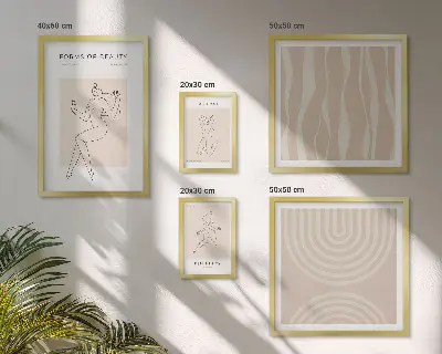 Set de 5 cuadros para salón con diseño de formas minimalistas