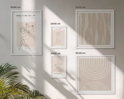 Set de 5 cuadros para salón con diseño de formas minimalistas