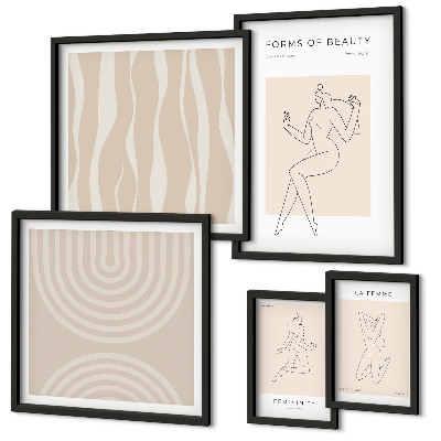 Set de 5 cuadros para salón Formas minimalistas de belleza