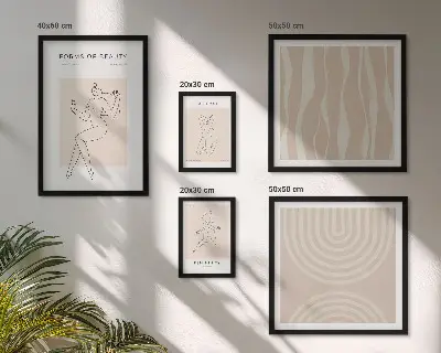 Set de 5 cuadros para salón con diseño de formas minimalistas