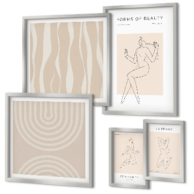 Set de 5 cuadros para salón Formas minimalistas de belleza