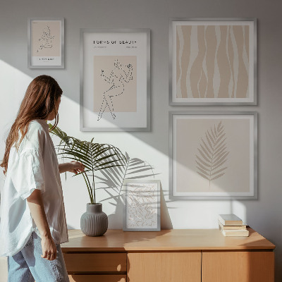 Pared galería de arte Gráficos elegantes de mujeres y plantas