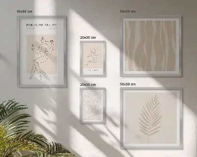 Cuadro para pared galería de arte diseño elegante con ilustraciones de mujeres y plantas