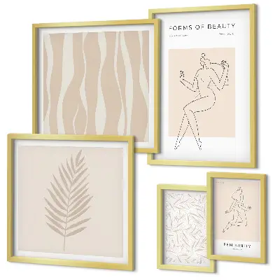 Cuadro para pared galería de arte diseño elegante con ilustraciones de mujeres y plantas