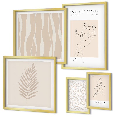 Pared galería de arte Gráficos elegantes de mujeres y plantas