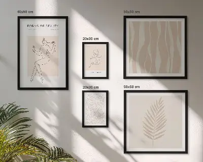Cuadro para pared galería de arte diseño elegante con ilustraciones de mujeres y plantas