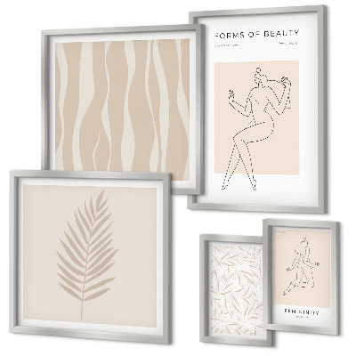 Pared galería de arte Gráficos elegantes de mujeres y plantas