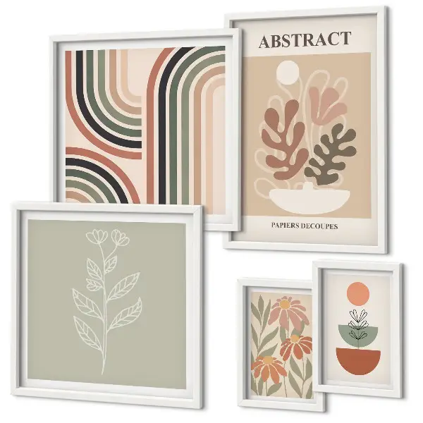 Conjunto de cuadros decorativos con diseño de abstracciones vegetales