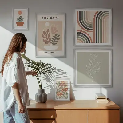 Conjunto de cuadros decorativos con diseño de abstracciones vegetales