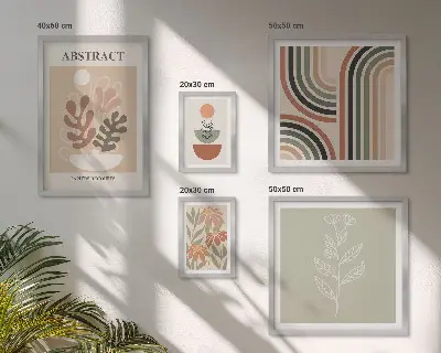 Conjunto de cuadros decorativos con diseño de abstracciones vegetales