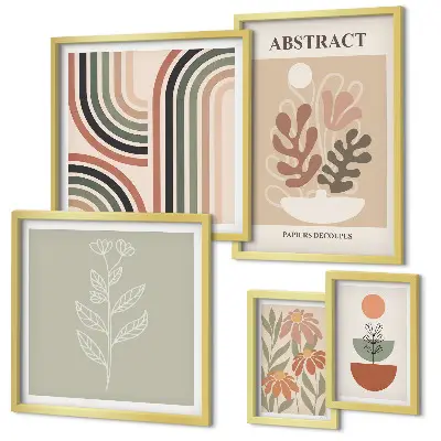 Conjunto de cuadros decorativos con diseño de abstracciones vegetales