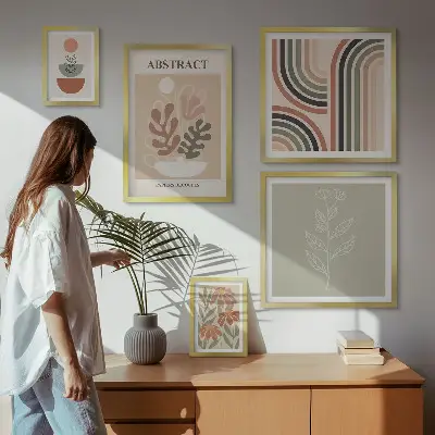 Conjunto de cuadros decorativos con diseño de abstracciones vegetales