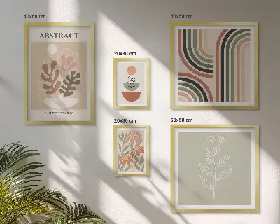 Conjunto de cuadros decorativos con diseño de abstracciones vegetales