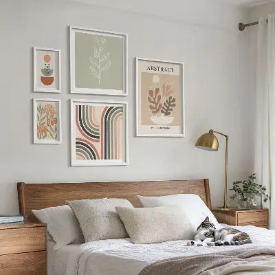 Conjunto de cuadros decorativos con diseño de abstracciones vegetales