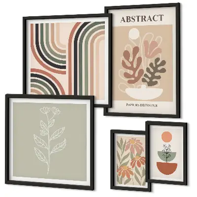 Conjunto de cuadros decorativos con diseño de abstracciones vegetales
