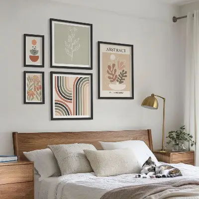 Conjunto de cuadros decorativos con diseño de abstracciones vegetales