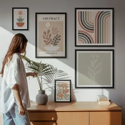 Conjunto de cuadros decorativos con diseño de abstracciones vegetales