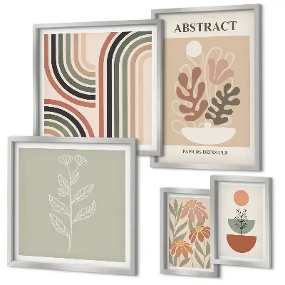 Conjunto de cuadros decorativos con diseño de abstracciones vegetales
