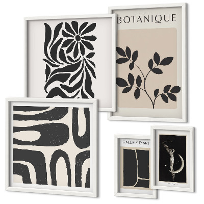 Set de 5 cuadros para salón motivos vegetales modernos