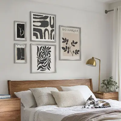 Set de 5 cuadros para salón con motivos vegetales modernos
