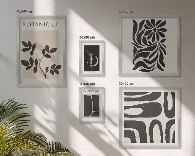 Set de 5 cuadros para salón con motivos vegetales modernos