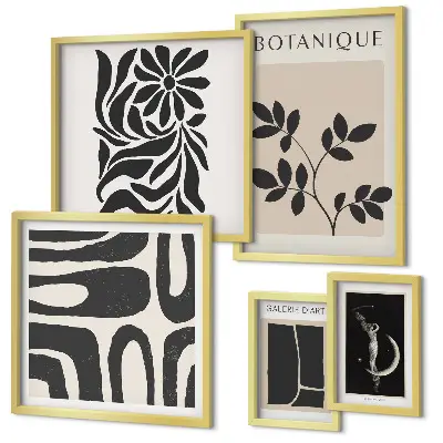 Set de 5 cuadros para salón con motivos vegetales modernos