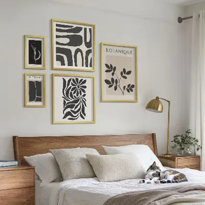 Set de 5 cuadros para salón con motivos vegetales modernos