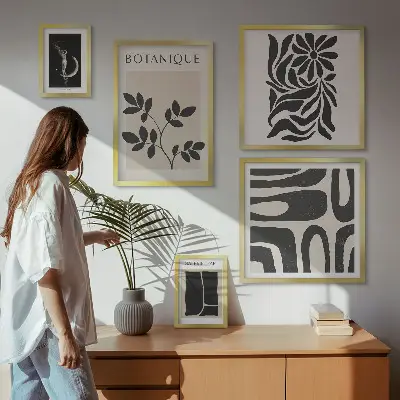 Set de 5 cuadros para salón con motivos vegetales modernos