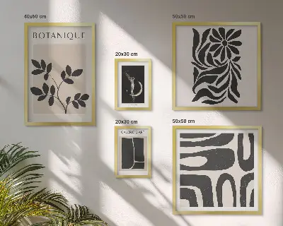 Set de 5 cuadros para salón con motivos vegetales modernos