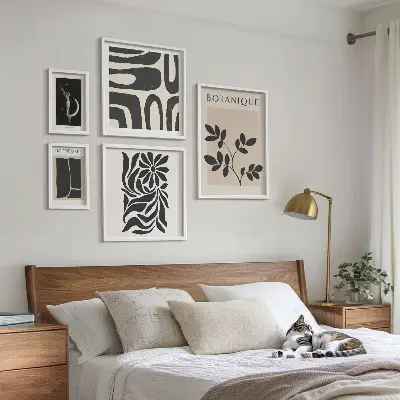 Set de 5 cuadros para salón con motivos vegetales modernos