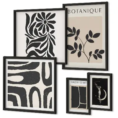Set de 5 cuadros para salón con motivos vegetales modernos