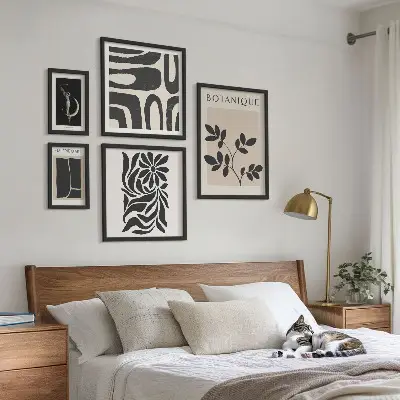 Set de 5 cuadros para salón con motivos vegetales modernos
