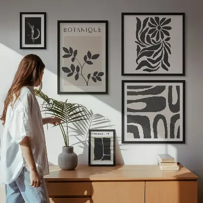 Set de 5 cuadros para salón con motivos vegetales modernos