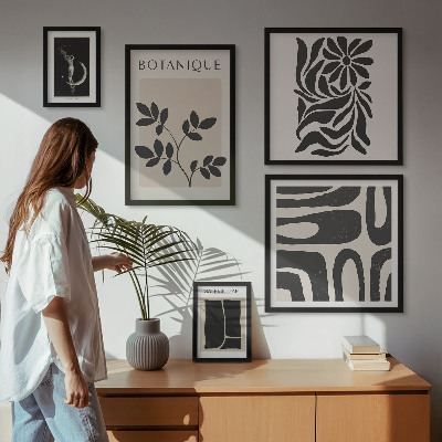 Set de 5 cuadros para salón motivos vegetales modernos