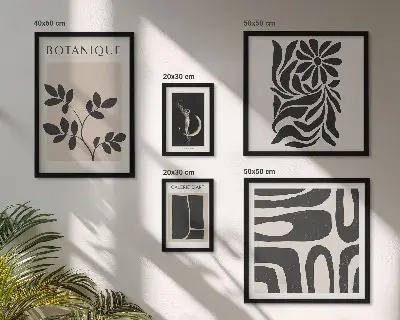 Set de 5 cuadros para salón con motivos vegetales modernos