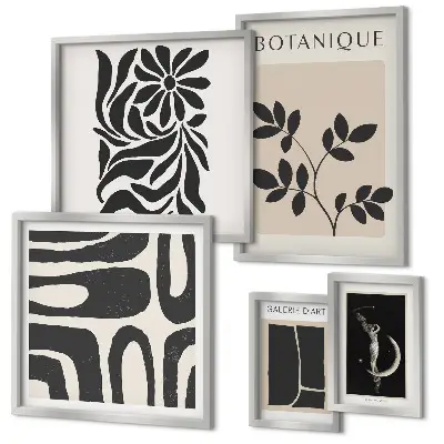 Set de 5 cuadros para salón con motivos vegetales modernos