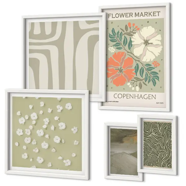 Conjunto de cuadros decorativos con estampados bohemios de motivos vegetales