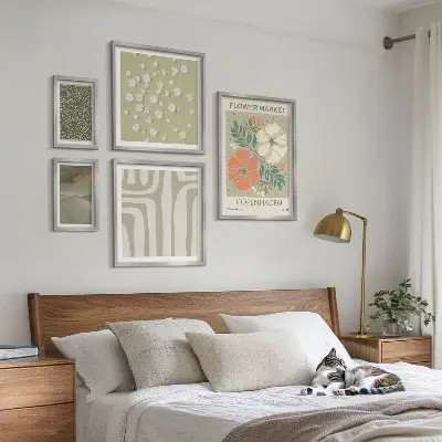 Conjunto de cuadros decorativos con estampados bohemios de motivos vegetales