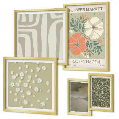 Conjunto de cuadros decorativos con estampados bohemios de motivos vegetales
