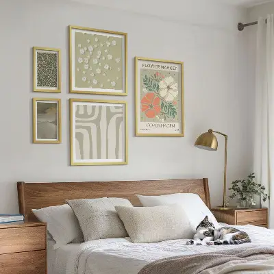 Conjunto de cuadros decorativos con estampados bohemios de motivos vegetales