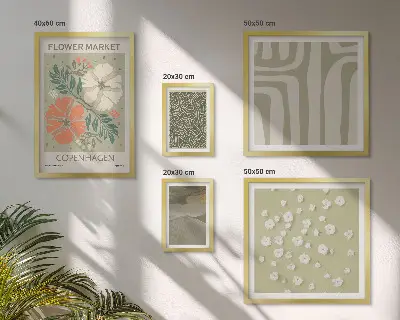 Conjunto de cuadros decorativos con estampados bohemios de motivos vegetales