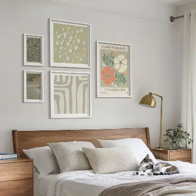 Conjunto de cuadros decorativos con estampados bohemios de motivos vegetales