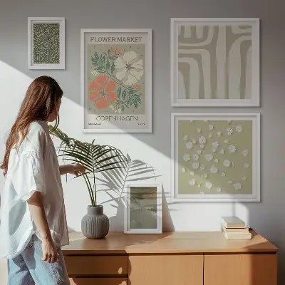 Conjunto de cuadros decorativos con estampados bohemios de motivos vegetales