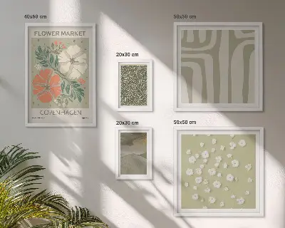 Conjunto de cuadros decorativos con estampados bohemios de motivos vegetales