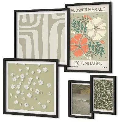 Conjunto de cuadros decorativos con estampados bohemios de motivos vegetales