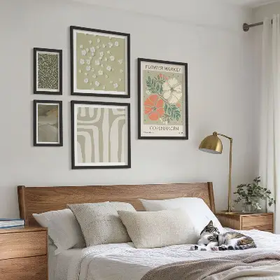 Conjunto de cuadros decorativos con estampados bohemios de motivos vegetales