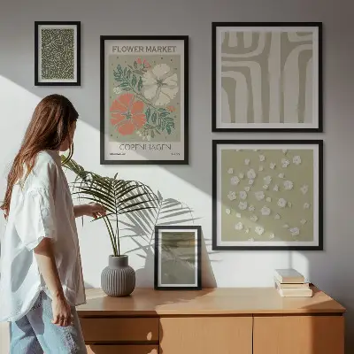 Conjunto de cuadros decorativos con estampados bohemios de motivos vegetales