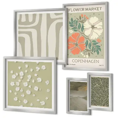Conjunto de cuadros decorativos con estampados bohemios de motivos vegetales