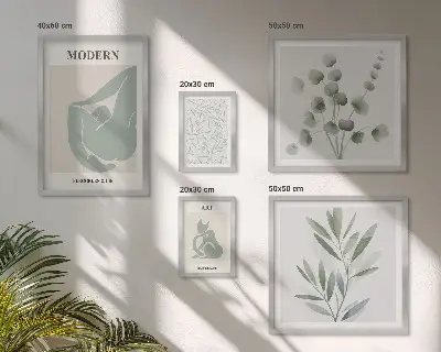 Set de 5 cuadros para salón con diseños de gráficos abstractos y plantas