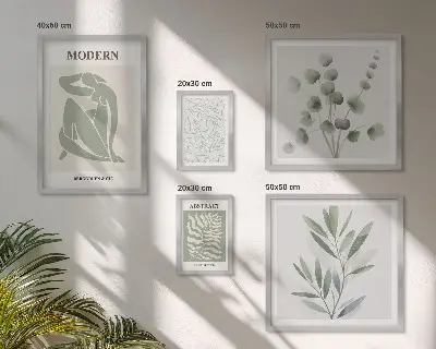 Pared galería de arte con elegantes motivos decorativos de plantas